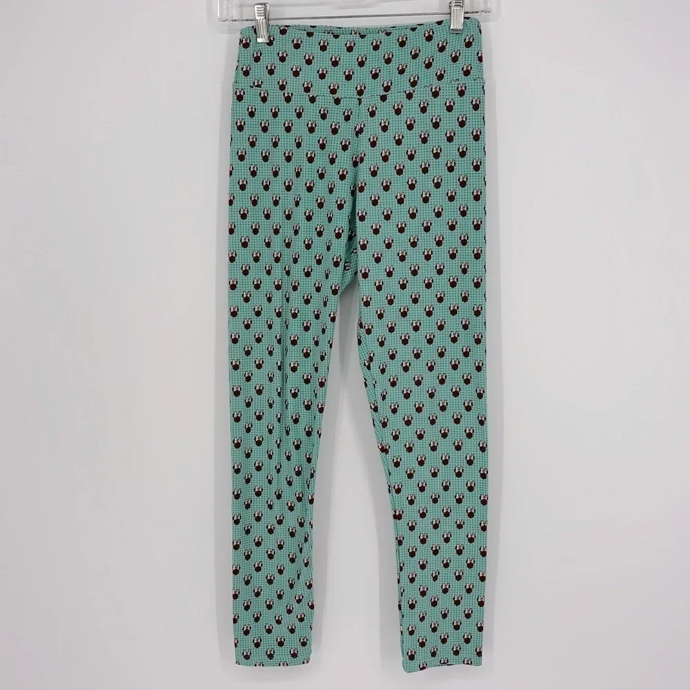 Disney X Lularoe Minnie Mouse Leggings in Teal Green & Fuchsia